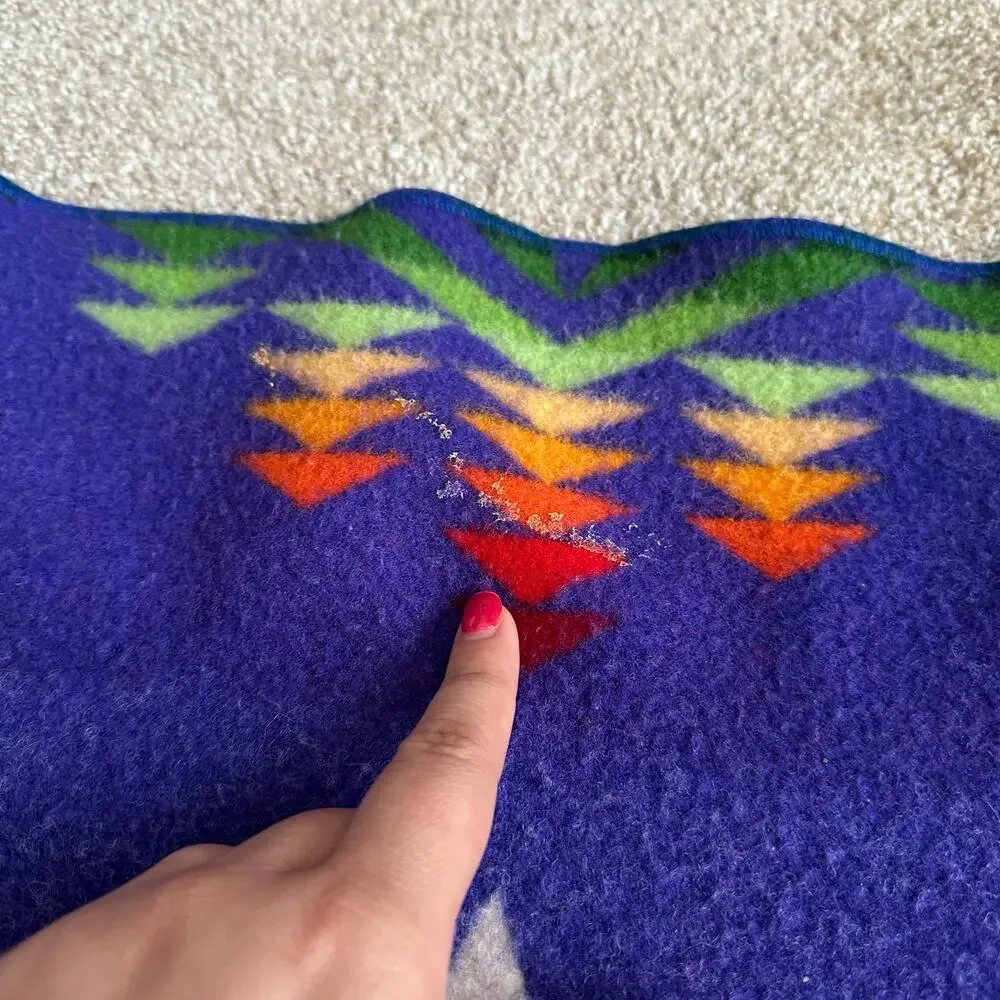 Pendleton Beaver State Chief Joseph Vintage 1960s Wool Reversible Throw Blanket